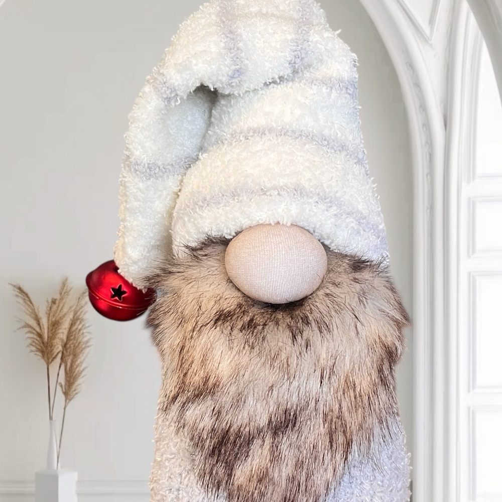 Handmade Festive White & Grey Holiday Gnome